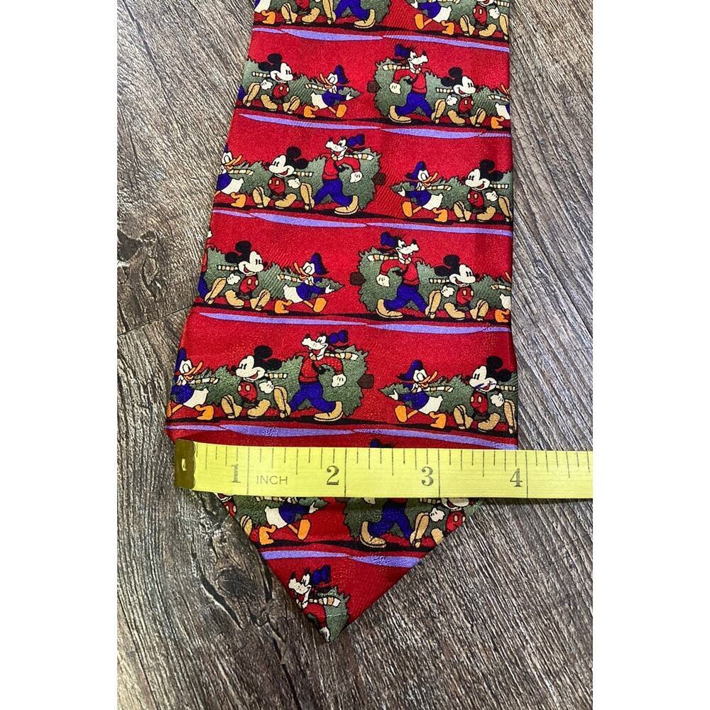 Disney Christmas Necktie Mickey Donald Goofy 100% Silk Classic Festive Holidays - Picture 2 of 6